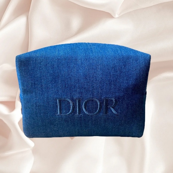DIOR Denim Cosmetic Travel Bag, Limited Edition 2024 With Star Zip Tab - Picture 1 of 10